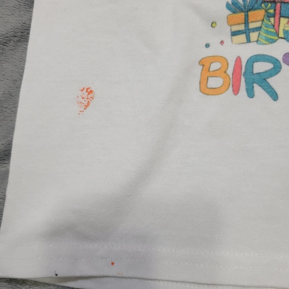 Its My Birthday Shirt Girls 2t Stitch Tee Shirt White Pink Paint Comfort Stretch - Picture 9 of 12